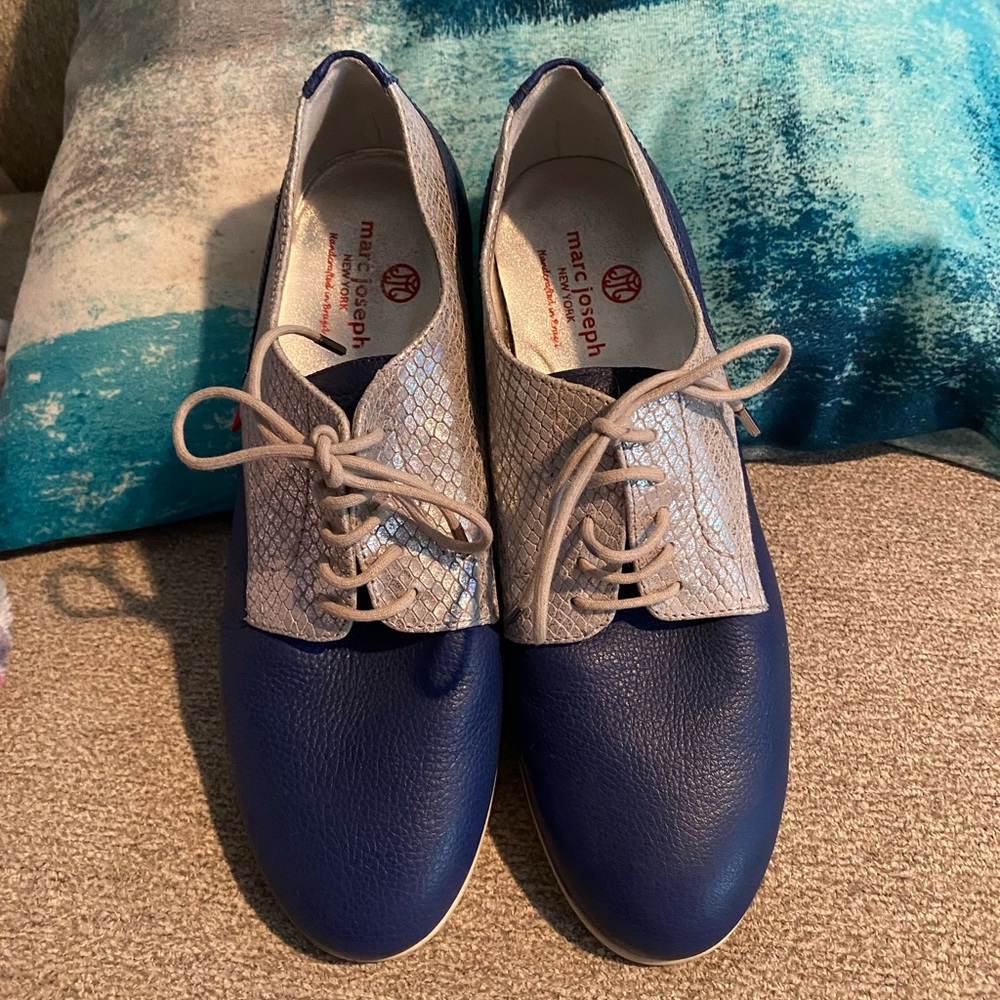 Royal Blue and Sliver marc joseph Lace Up Shoes size 9